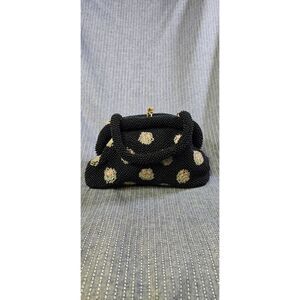 Vintage Black Starburst Beaded Old Fashion Handbag